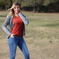 Merino Wool Women's Long Sleeve Top | Crew Neck Shirt | Rust Ochre