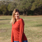 Merino Wool Women's Long Sleeve Top | Crew Neck Shirt | Rust Ochre