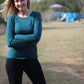 Merino Wool Women's Long Sleeve Top | Crew Neck Shirt | Atlantic Teal