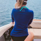 Merino Wool Women's Long Sleeve Top | Crew Neck Shirt | Navy Blue