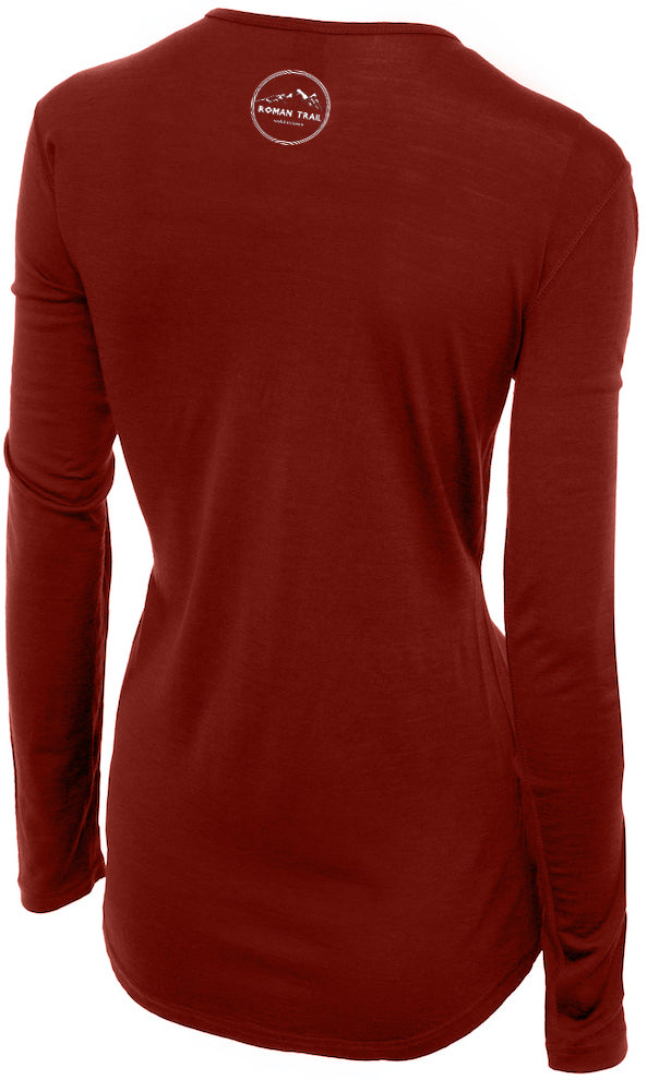 Merino Wool Women's Long Sleeve Top | Crew Neck Shirt | Rust Ochre
