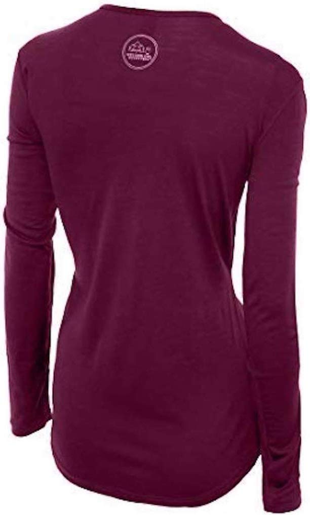 Merino Wool Women's Long Sleeve Top | Crew Neck Shirt | Deep Plum